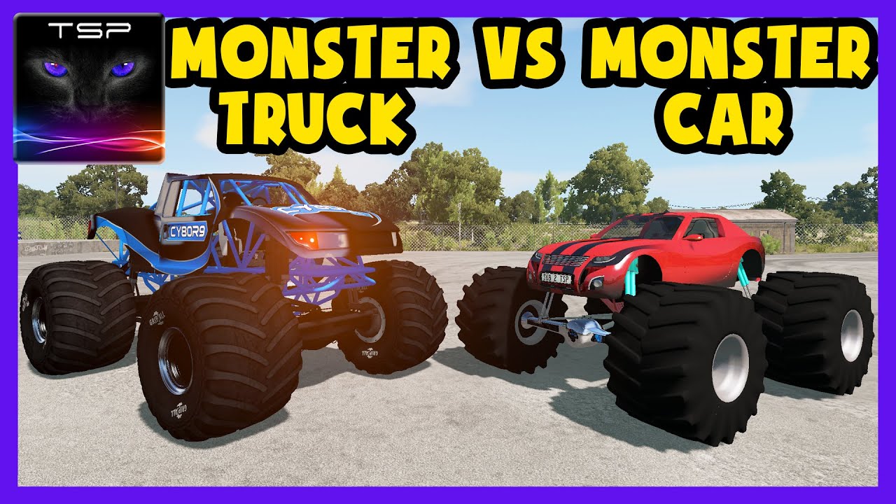 Танки против монстр траков. Monster Truck vs cars - BEAMNG crash Express. Танки против Монстер траков.