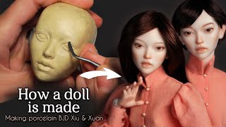 How I created Porcelain BJD dolls Xiu and Xuan using traditional techniques screenshot 5