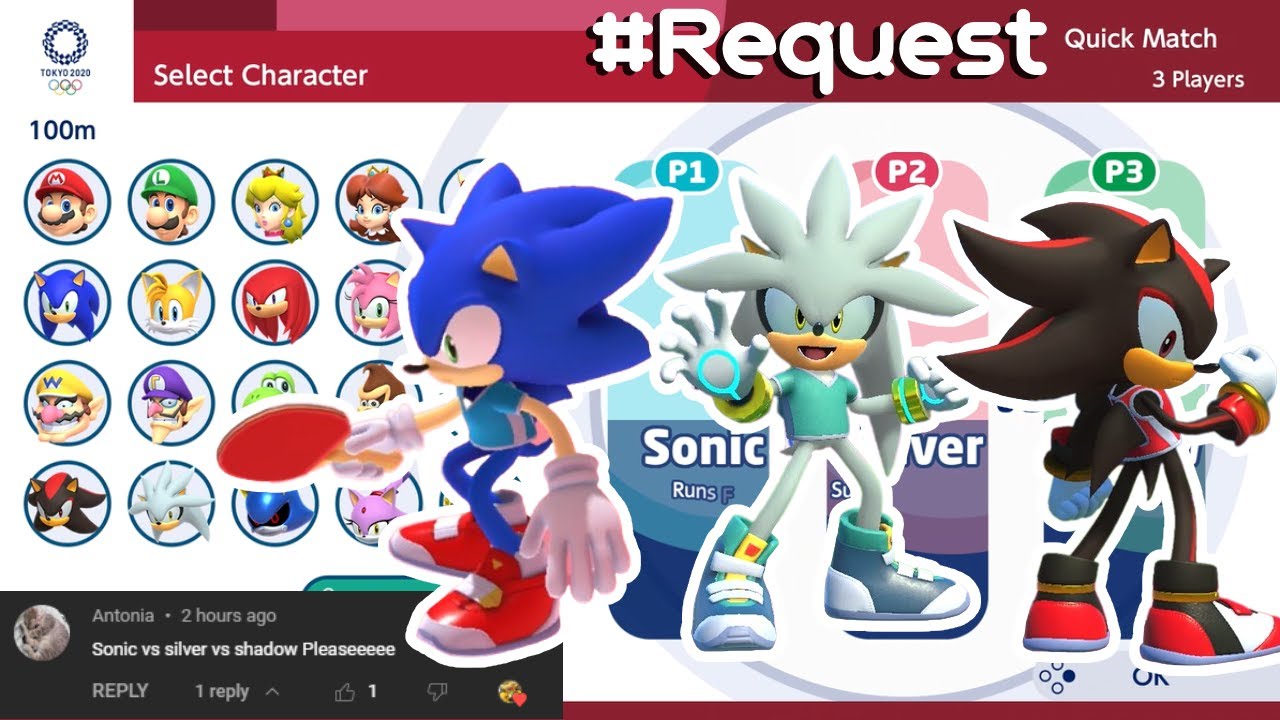 Mario & Sonic at Tokyo 2020 : Gameplay (3 Players) Sonic VS Shadow VS Silver