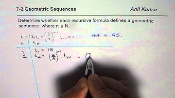 Write Terms to Determine Whether The Recursive Formula Represents Geometric Sequence MCR3U