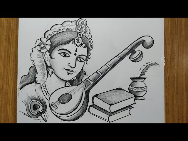 How to Draw Saraswati (Hinduism) Step by Step | DrawingTutorials101.com