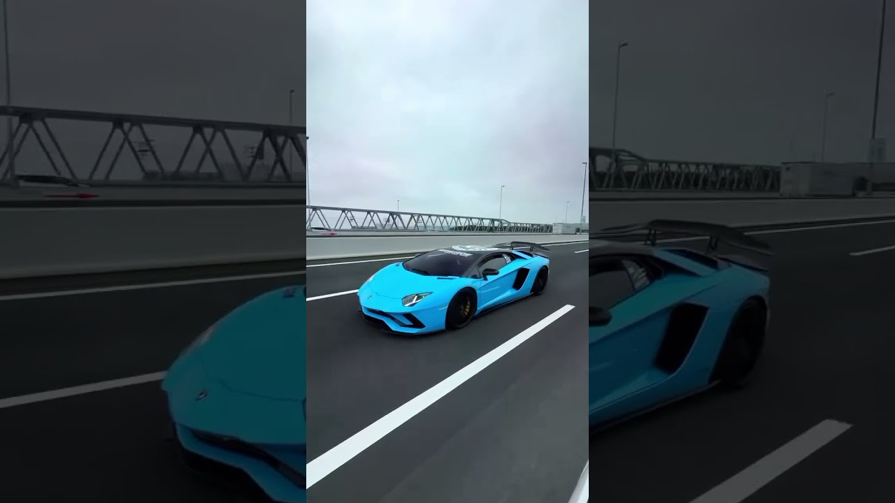 Baby Blue Lamborghini SVJ Cruising the Highway! 🩵🏎️ #Lamborghini #SVJ #Supercars #Shorts