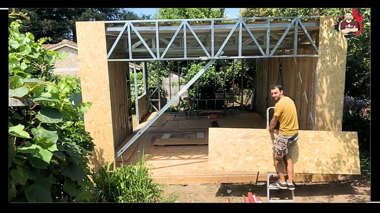 💥 I Built a WORKSHOP from SCRATCH… with a HOME GYM Inside! 🛠️💪 STEEL FRAMING DIY