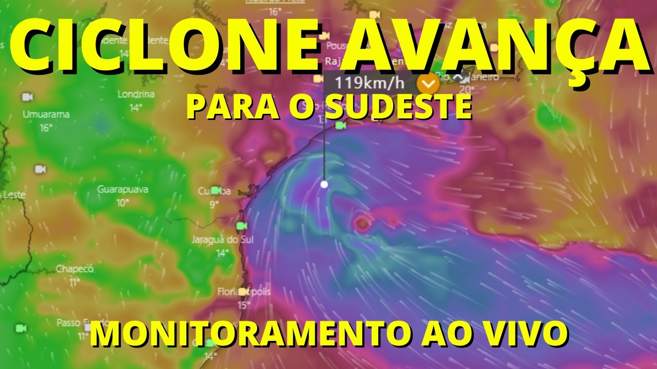 AO VIVO: CICLONE EXTRATROPICAL AVANÇA PARA O SUDESTE DO BRASIL
