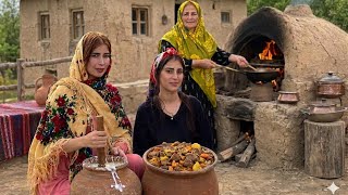 Mountain Cooking: Fire-Cooked Ghormeh Sabzi & Making Fresh Butter in a Clay Pot! 🏔️🍲