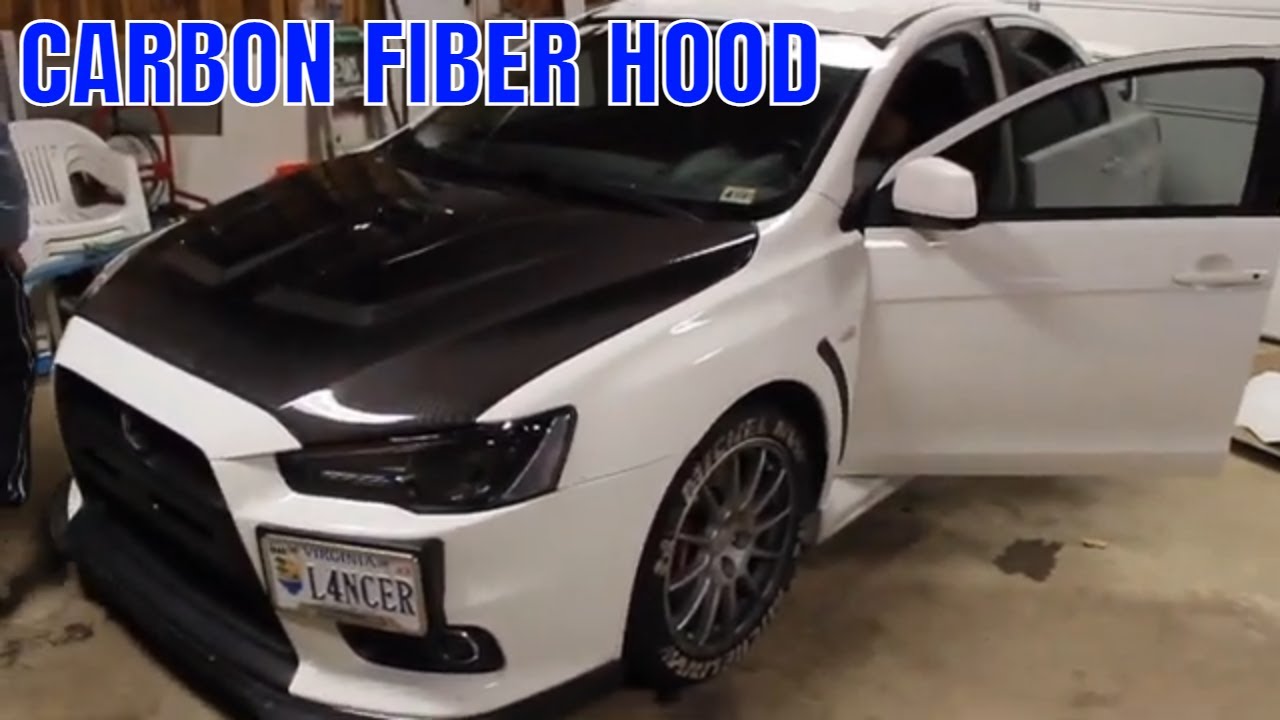 EVO X Seibon Carbon Fiber Hood Install YouTube