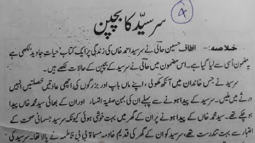 Chapter 4 class10 with  answer Altaf Hussain Hali Sir Saiyyad Ka Bachpan Nawa e urdu ncert