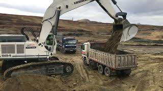 Liebherr 984 Excavator Loading Trucks And Operator View - Sotiriadis Bross