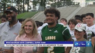 Taylor Tatum presented with Dave Campbell Whataburger Super Team honor
