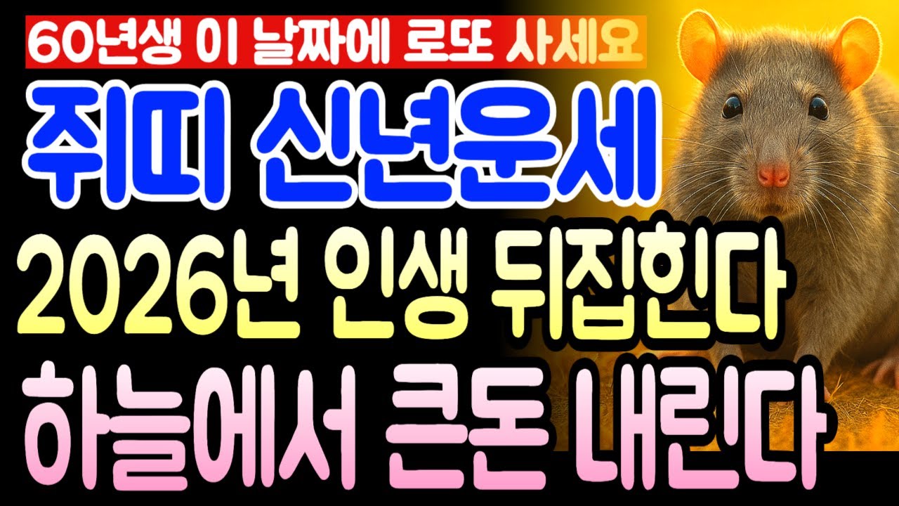 1960년 경자년생 쥐띠 66세, 2026년 1월 어떤 운세일까? 병오년 새해 횡재수 시작! 돈복 밀려오고 귀인운 열리는 인생역전