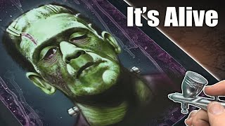 Airbrushing Frankenstein using AirShot Stencils