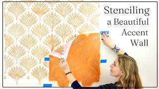 Stencil Painting A Beautiful Accent Wall Using Cutting Edge Stencils Ceres Wall Pattern Stencil!