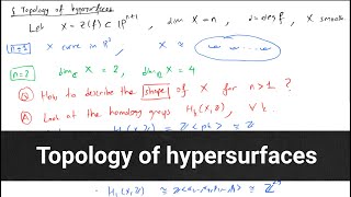 Topology of hypersurfaces --- CAG L25