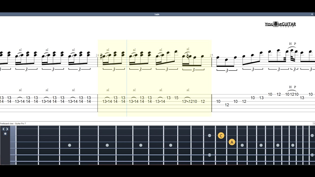 Layla Eric Clapton Solo Tab Yesiloveguitar