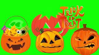 Halloween Pumpkins  Футаж Оранжевых Хэлоуинских Тыкв На Зеленом Фоне