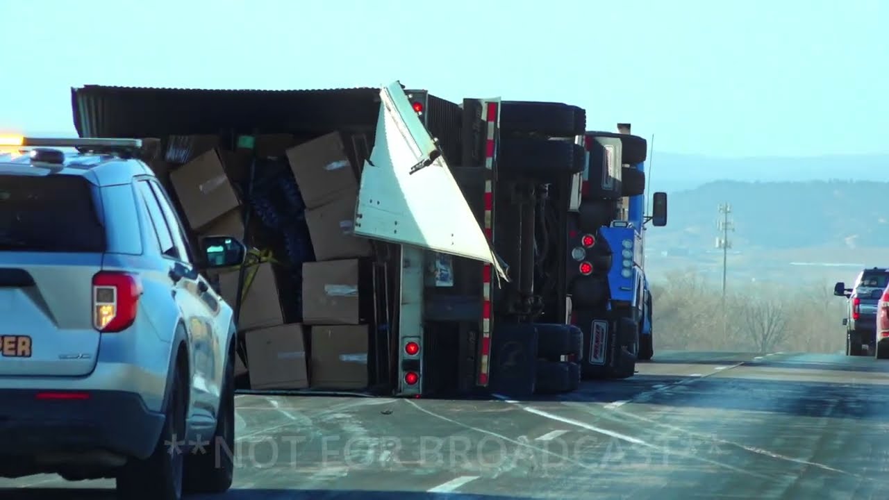 Semi Trucks get WRECKED by Wind, Blown off I-90
