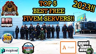 *NEW* Top 5 Best Fivem GTA Roleplay Servers(2023) Free Non Whitelisted Fivem Servers vMenu,Jobs,Cars