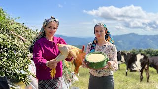 Приготовление зарытой курицы под пловом перед приютом кочевников