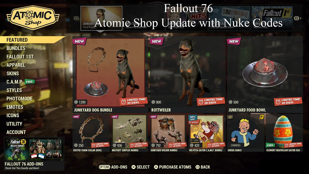 Fallout 76 Atomic Shop Update with Nuke Codes April 15 2025 - YouTube