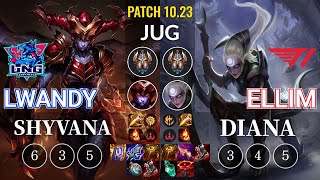 LNG lwandy Shyvana vs T1 Ellim Diana Jungle - KR Patch 10.23