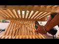 Diy ingenious skills woodworking crafts worker  giant long chair wood garden furniture ideas