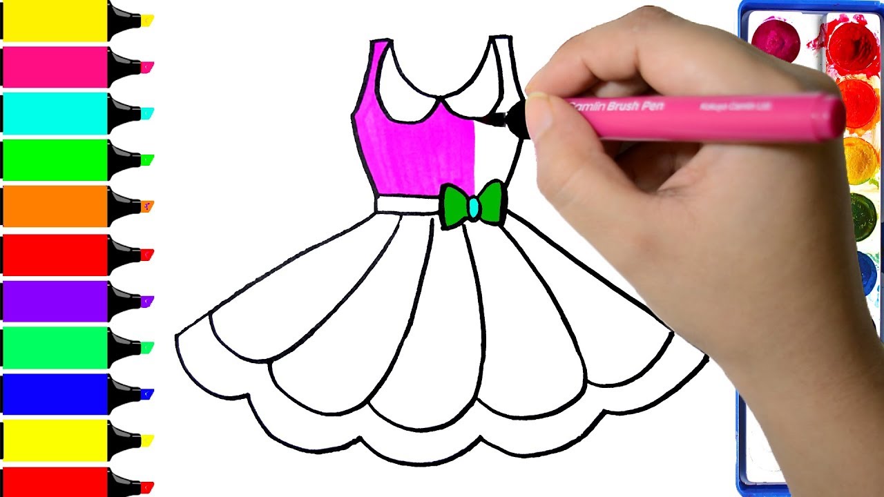 Barbie Dress Coloring Pages Art Colors Kids Draw Pretty Dresses