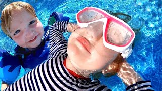 NiKO Shark vs Mermaid ADLEY!!  Barbie Dream Camper adventure to the Pool for an underwater play day!