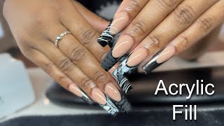 Quick Acrylic Fill + Easy Beginner Nail Art