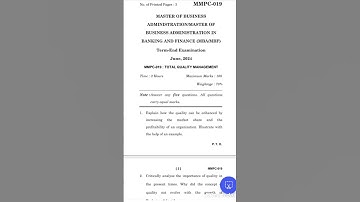 MMPC 019 TOTAL QUALITY MANAGEMENT