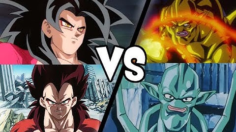 SSJ4 Goku And SSJ4 Vegeta VS Nuova And Eis Shenron