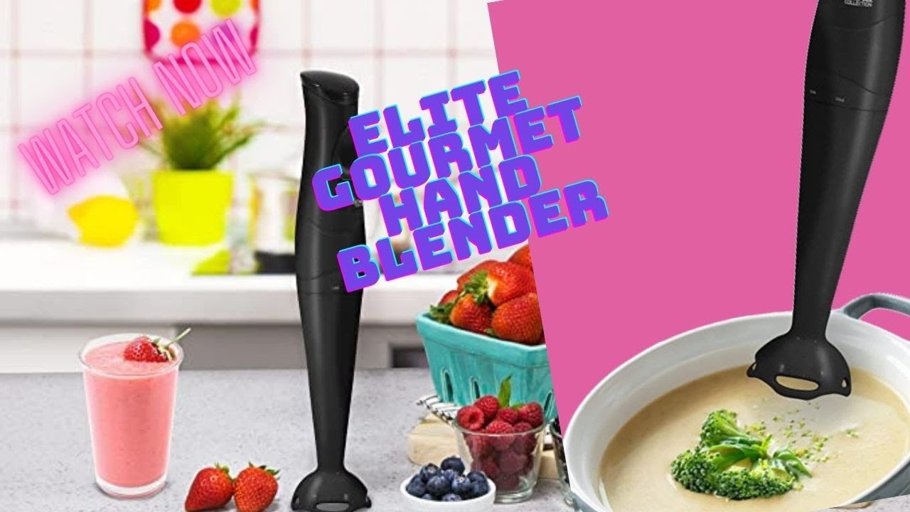 Elite Gourmet 2-Speed 500W Hand Blender with Detachable Wand, Black &  Stainless Steel 