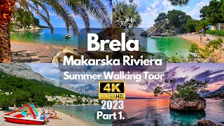 Brela Beach - Makarska Riviera, Croatia 4K - Punta Rata SUMMER Walking Tour 2023 - Part 1