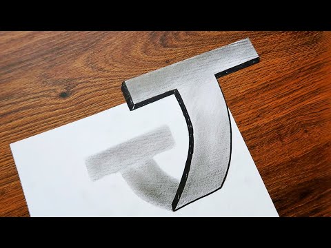 3D KOLAY T HARFİ ÇİZİMİ / How to draw 3D easy tutorial