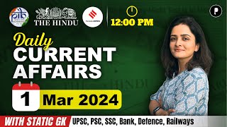 1 March Current Affairs 2024 | Daily Current Affairs | Current Affairs Today