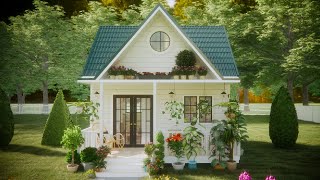 20x20 ft  Tiny House cottage big living design ideas