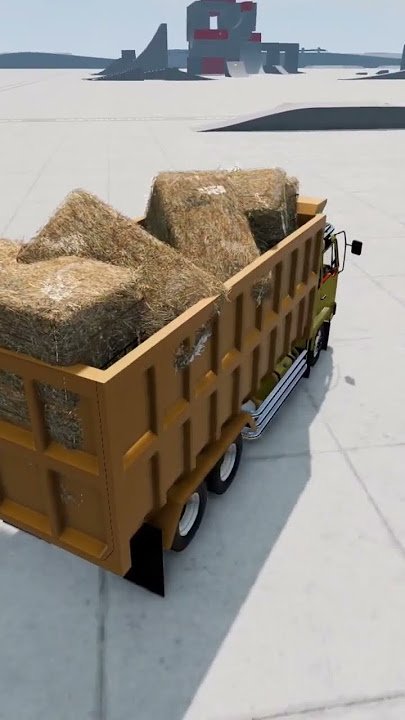 Truk oleng muat jerami, test jbeam Beamng drive