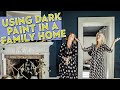 Using dark blue and grey paints in a family home