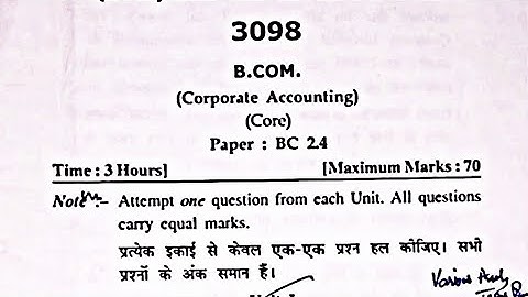 CORPORATE ACCOUNTING BCOM 2ND YEAR HPU ||2023-2024||QUESTIONS PAPER