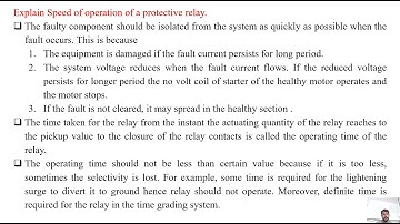 SGP Video short on Explain Speed of operation of a protective relay in English