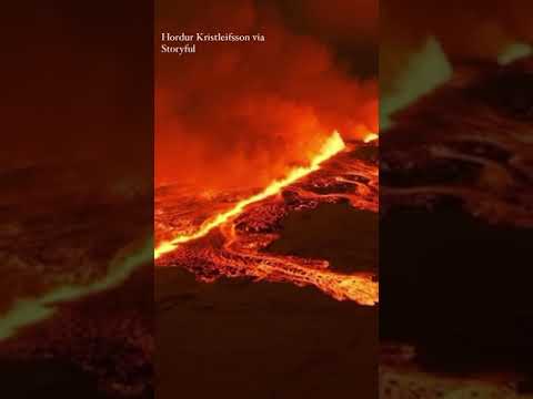 Lava seeps from