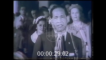 Carlos Garcia Thanks America for their Kindness in Speech (1958)