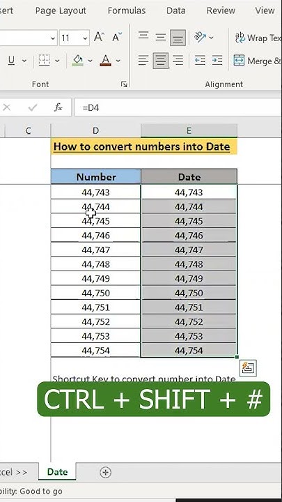 How to Convert Numbers Into Date in Excel with Shortcut Key| MS Excel ...