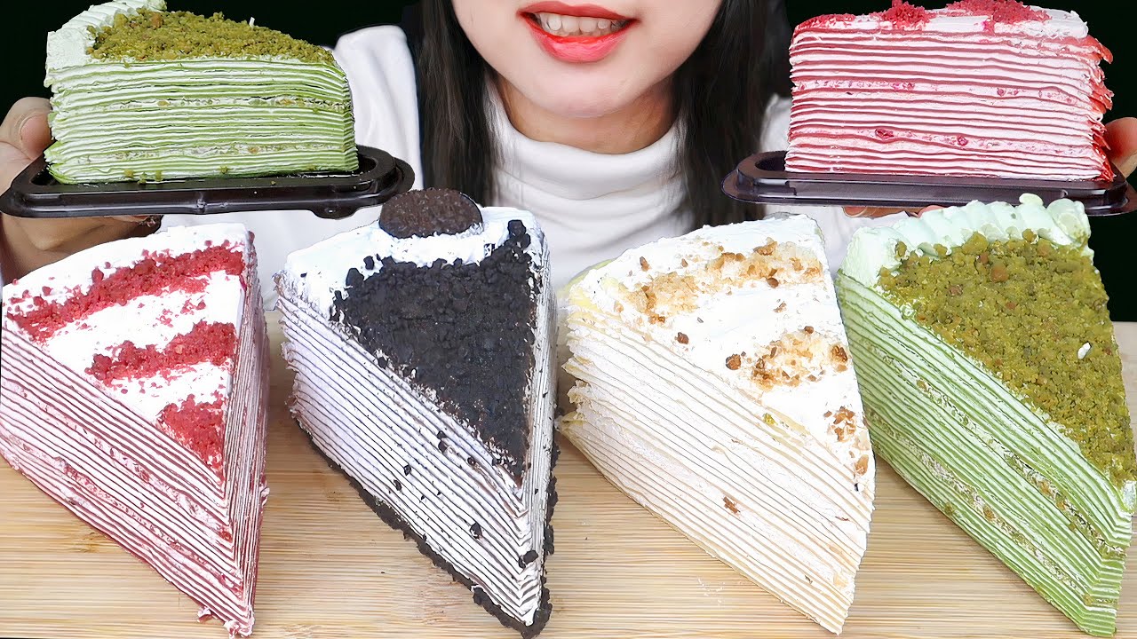 ASMR MATCHA CREPE CAKE, OREO CREPE CAKE, RED VELVET CREPE CAKE, LOTUS BISCOFF CREPE CAKE 🍰