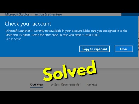 Fix Minecraft Launcher is currently not available in your account Error Code 0x803F8001