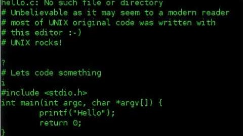 "Hello World" with ed  editor
