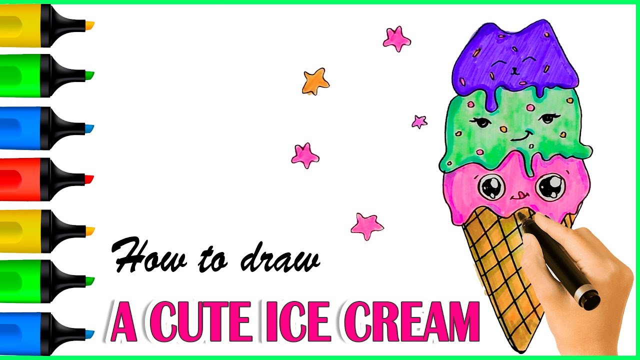 How To Draw A Cute Ice Cream Cone 