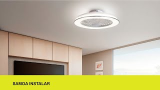 Video: SAMOA VENTILATORE MODERNO LED 70W DIMMERABILE COLORE BIANCO CON TELECOMANDO INCLUSO