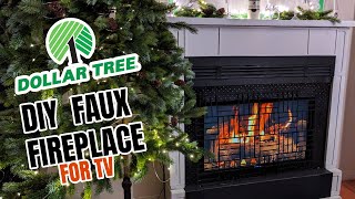 DIY -  Dollar Tree Faux Fireplace for an old TV -  No Power Tools