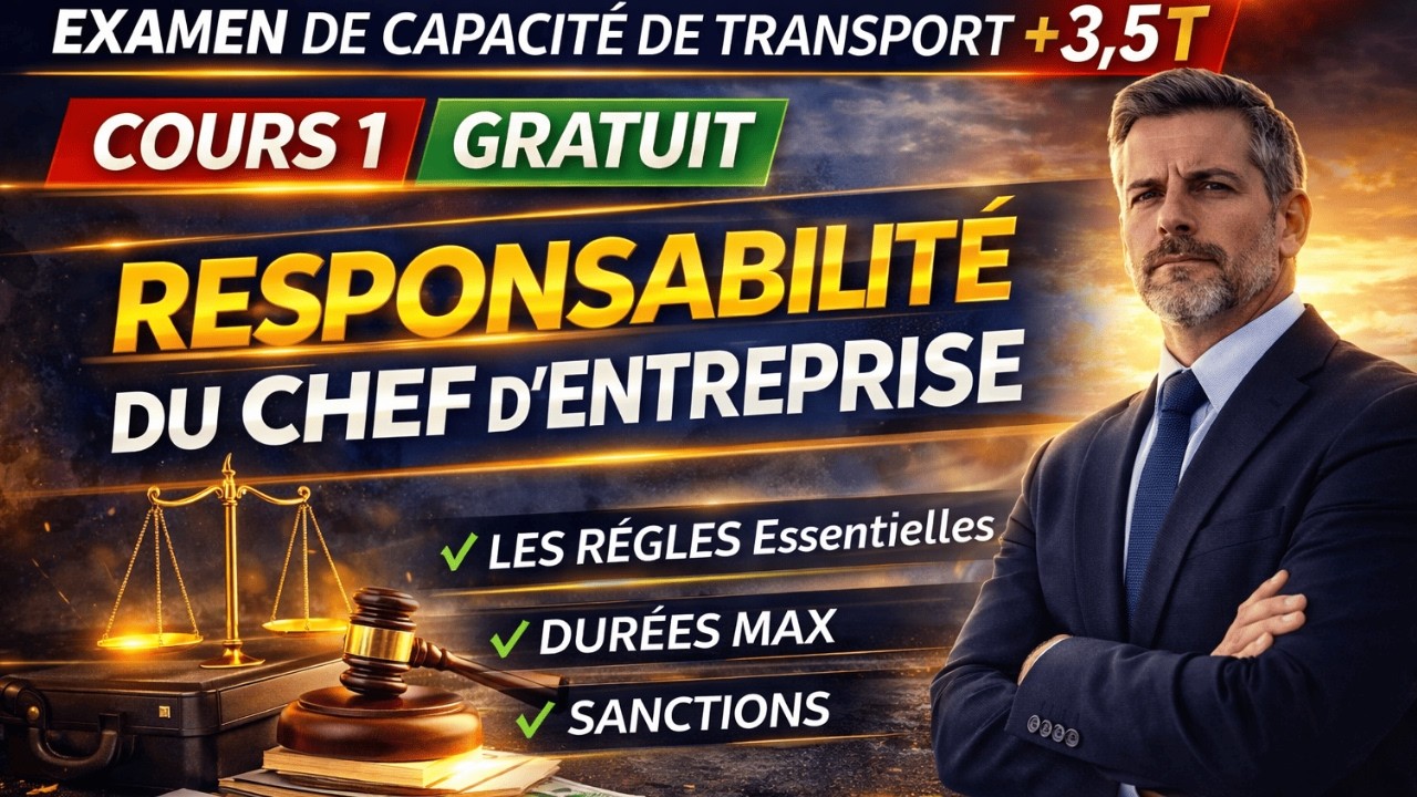 Examen de capacité de transport +3,5 T – Cours 1 : Responsabilité du chef d’entreprise