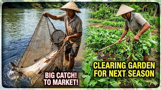 to catch giant fish on a major river branch to sell - clearing the vegetable garden 